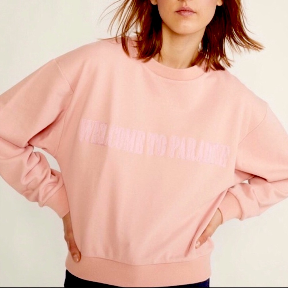 Cynthia Rowley Welcome to Paradise waist-length embroidered sweatshirt m
